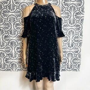 Whistles Black And White Silk Blend Velvet Constellation Dress Celestial Star